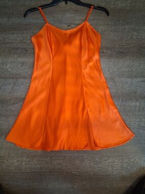 Victoria's Secret Orange Satin Slip Dress